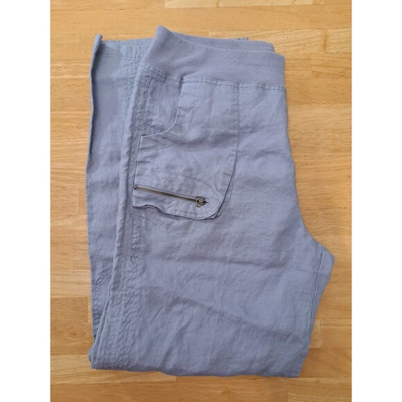 Soft Surroundings Womens Medium Gray Wide Leg Elastic Waist Pull On Cargo Pants - Picture 1 of 12